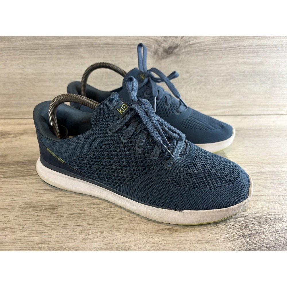 Kizik Lima Sneakers Mens 7.5 Womens 9 Wide Blue White Hands Free Slip On Shoes